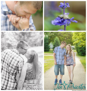 An engaged couple getting their engagement session photographed at the townsend hotel in Birmingham, Michigan
